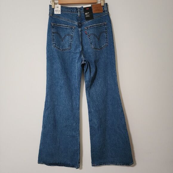 NWT $98 Levi's Womens Ribcage Bell Wide Leg Super High Rise Jeans Blue Sz 29/32 - Picture 2 of 14